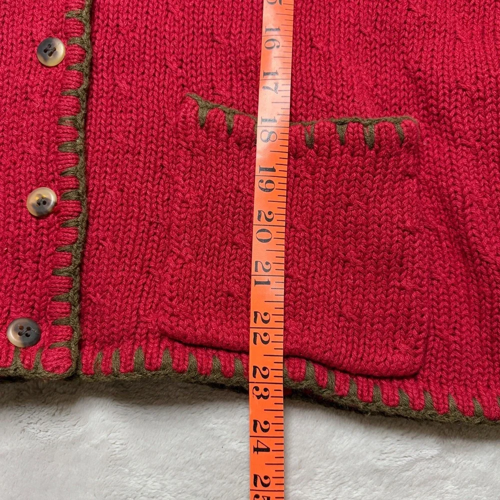 Vtg 90s Portraits By Northern Isles Hand Embroidered Sweater Vest Womens S/M Red